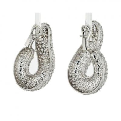  Bvlgari Bulgari BVLGARI 18K WHITE GOLD 45 CARAT PAVE ROUND CUT DIAMOND TWIST EARRINGS