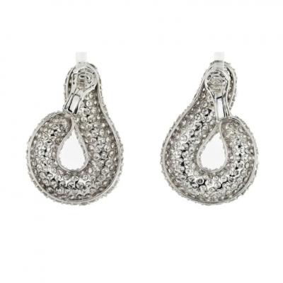  Bvlgari Bulgari BVLGARI 18K WHITE GOLD 45 CARAT PAVE ROUND CUT DIAMOND TWIST EARRINGS