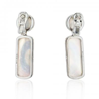  Bvlgari Bulgari BVLGARI 18K WHITE GOLD ILLUSION MOTHER OF PEARL AND DIAMOND DANGLING EARRINGS