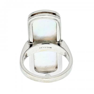  Bvlgari Bulgari BVLGARI 18K WHITE GOLD MOTHER OF PEARL ILLUSION DIAMOND COCKTAIL RING