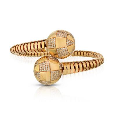  Bvlgari Bulgari BVLGARI 18K YELLOW GOLD GIANNI ENIGMA DIAMOND BYPASS BRACELET