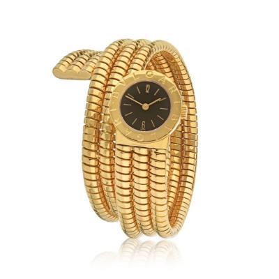  Bvlgari Bulgari BVLGARI TUBOGAS 18K YELLOW GOLD BLACK DIAL 19MM WATCH