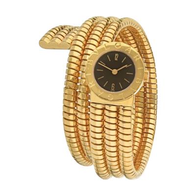  Bvlgari Bulgari BVLGARI TUBOGAS 18K YELLOW GOLD BLACK DIAL 19MM WATCH