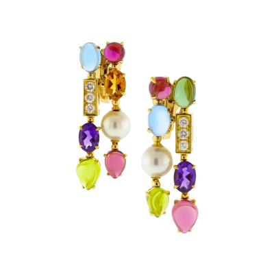  Bvlgari Bulgari Bulgari Allegra Multi color Gemstone Double Row Drop Earrings
