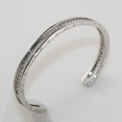  Bvlgari Bulgari Bulgari B Zero 18k White Gold Diamond Bangle Bracelet 1 51TDW