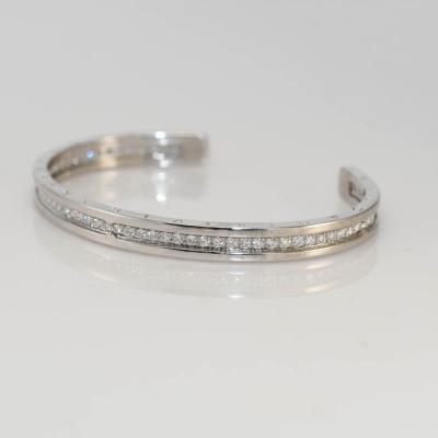  Bvlgari Bulgari Bulgari B Zero 18k White Gold Diamond Bangle Bracelet 1 51TDW
