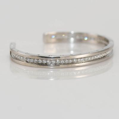  Bvlgari Bulgari Bulgari B Zero 18k White Gold Diamond Bangle Bracelet 1 51TDW