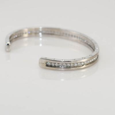  Bvlgari Bulgari Bulgari B Zero 18k White Gold Diamond Bangle Bracelet 1 51TDW