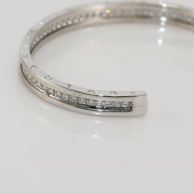  Bvlgari Bulgari Bulgari B Zero 18k White Gold Diamond Bangle Bracelet 1 51TDW