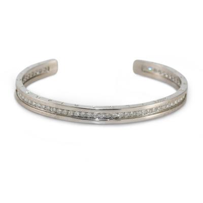 Bvlgari Bulgari Bulgari B Zero 18k White Gold Diamond Bangle Bracelet 1 51TDW