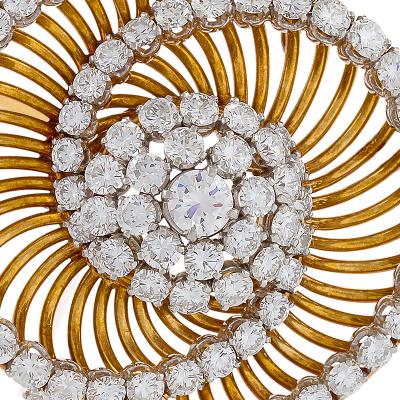 Bvlgari Bulgari Bulgari Mid 20th Century Diamond and Gold Swirl Brooch