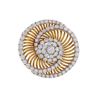  Bvlgari Bulgari Bulgari Mid 20th Century Diamond and Gold Swirl Brooch