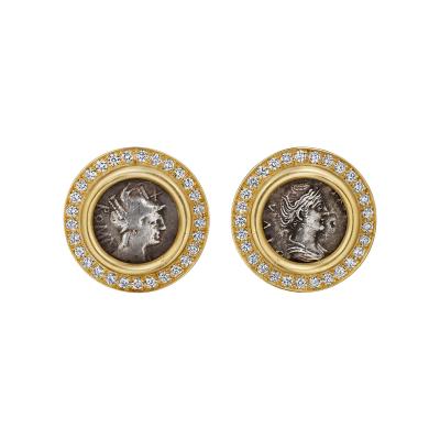  Bvlgari Bulgari Bulgari Monete Diamond and Silver Coin Earrings