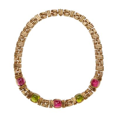  Bvlgari Bulgari Bulgari Rome Pink Tourmaline and Peridot Necklace