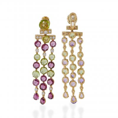 Bvlgari Bulgari Bulgari Rome Tourmaline and Peridot Cascade Pendant Earrings