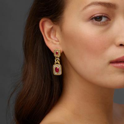  Bvlgari Bulgari Bulgari Ruby and Diamond Chain Link Pendant Earrings