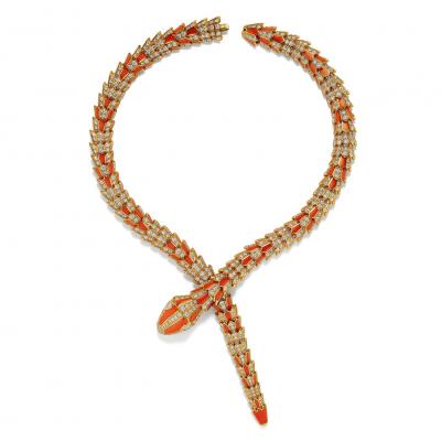  Bvlgari Bulgari Bulgari Serpenti Coral and Diamond Necklace