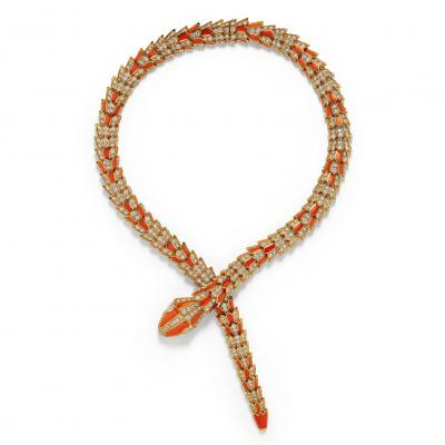 Bvlgari Bulgari Bulgari Serpenti Coral and Diamond Necklace