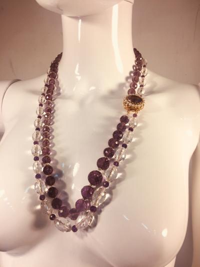  Bvlgari Bulgari Bulgari Style Amethyst Rock Crystal Necklace Ornate Amethyst Pearl Clasp