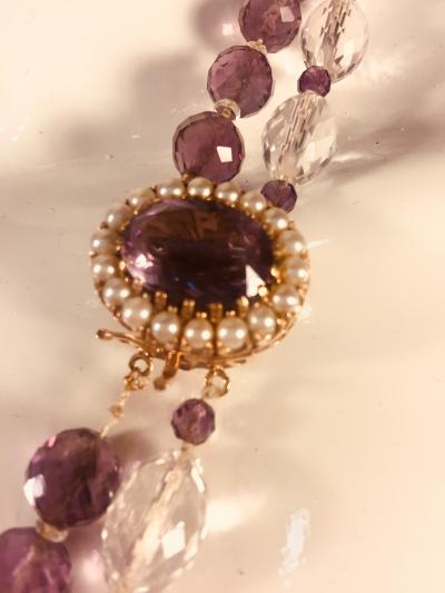  Bvlgari Bulgari Bulgari Style Amethyst Rock Crystal Necklace Ornate Amethyst Pearl Clasp