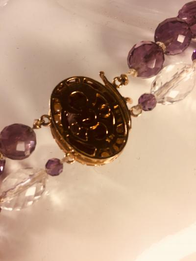  Bvlgari Bulgari Bulgari Style Amethyst Rock Crystal Necklace Ornate Amethyst Pearl Clasp
