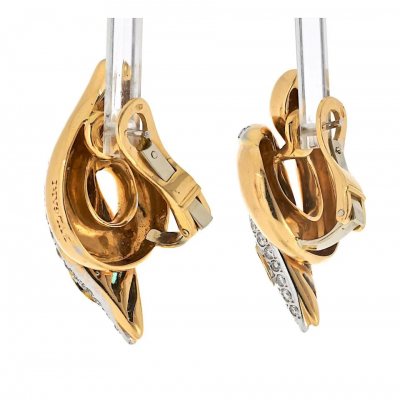 Bvlgari Bulgari Bvlgari 18K Rose Gold Serpent Diamond And Emerald Earrings