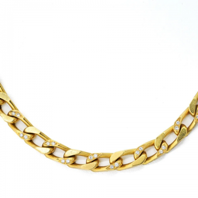  Bvlgari Bulgari Bvlgari 18K Yellow Gold 1960s Diamond Link 18 inches Necklace