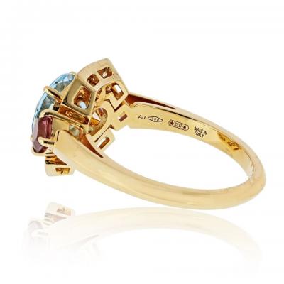  Bvlgari Bulgari Bvlgari 18K Yellow Gold Allegra Aquamarine Amethyst Pink Tourmaline Ring
