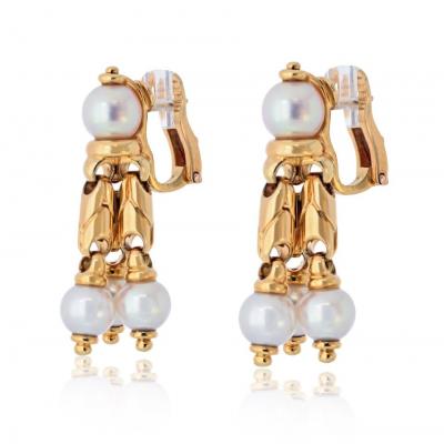  Bvlgari Bulgari Bvlgari 18K Yellow Gold Dopio Pearl Dangle Earrings