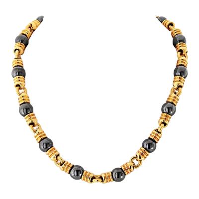 Bvlgari Bulgari Bvlgari 18K Yellow Gold Ganico Hematite 42cm Long Necklace