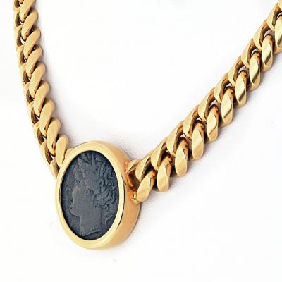  Bvlgari Bulgari Bvlgari 18K Yellow Gold Monete Coin 4 BC Sicilian Greek Necklace