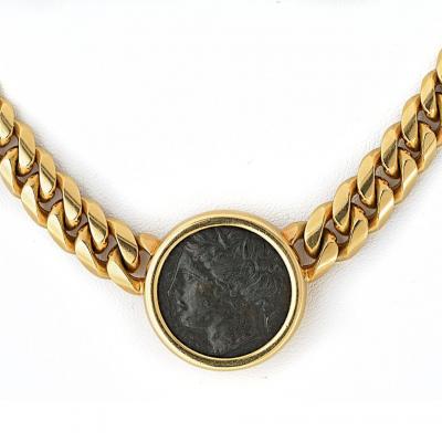  Bvlgari Bulgari Bvlgari 18K Yellow Gold Monete Coin 4 BC Sicilian Greek Necklace