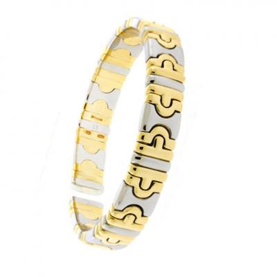  Bvlgari Bulgari Bvlgari 18K Yellow Gold Stainless Steel Vintage Parentesi Cuff Bracelet