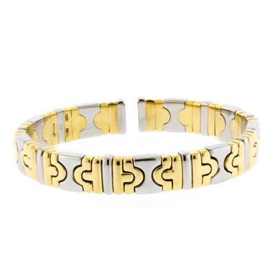  Bvlgari Bulgari Bvlgari 18K Yellow Gold Stainless Steel Vintage Parentesi Cuff Bracelet