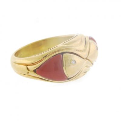  Bvlgari Bulgari Bvlgari Coral and Diamond Fish Ring