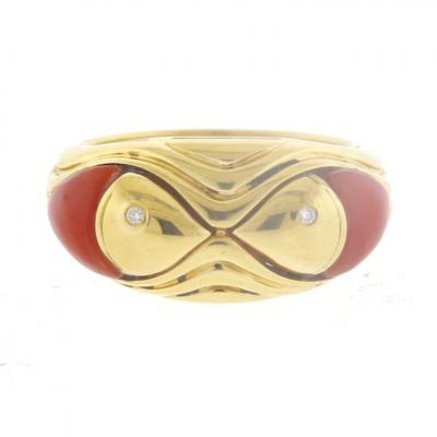  Bvlgari Bulgari Bvlgari Coral and Diamond Fish Ring