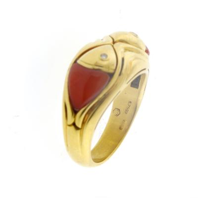  Bvlgari Bulgari Bvlgari Coral and Diamond Fish Ring