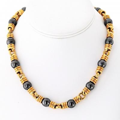  Bvlgari Bulgari Bvlgari Hematite 18K Yellow Gold Ganico Hematite 42cm Long Necklace