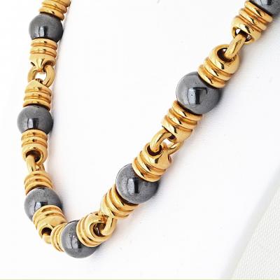  Bvlgari Bulgari Bvlgari Hematite 18K Yellow Gold Ganico Hematite 42cm Long Necklace