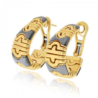  Bvlgari Bulgari Bvlgari Parentesi 18K Yellow Gold Hoop Earrings