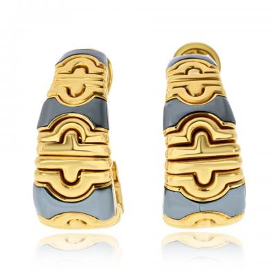  Bvlgari Bulgari Bvlgari Parentesi 18K Yellow Gold Hoop Earrings