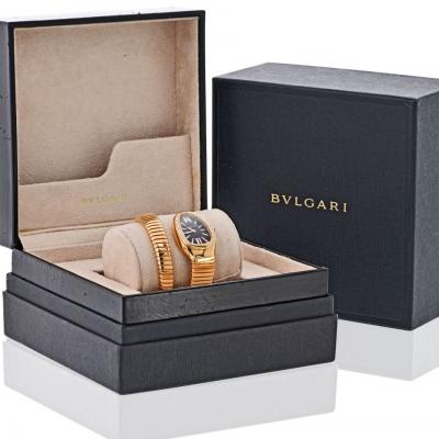  Bvlgari Bulgari Bvlgari Serpenti 18K Rose Gold SP P35G Black Dial Diamond Bezel Ladies Watch