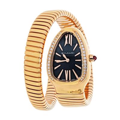  Bvlgari Bulgari Bvlgari Serpenti 18K Rose Gold SP P35G Black Dial Diamond Bezel Ladies Watch