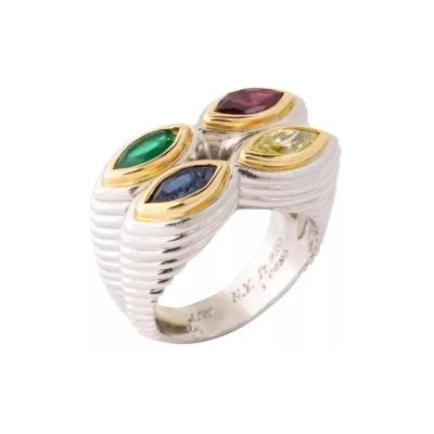  Bvlgari Bulgari Rare Bulgari Platinum Gold Mulit Gem and Yellow Diamond Ring