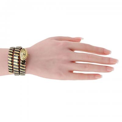  Bvlgari Bulgari Serpenti 18K YG Blackened Steel Circa 1965 Jaeger LeCoultre Manual Watch
