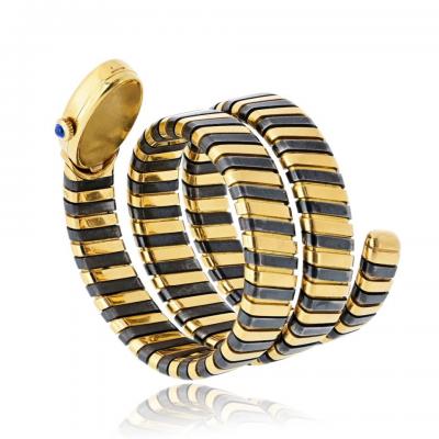  Bvlgari Bulgari Serpenti 18K YG Blackened Steel Circa 1965 Jaeger LeCoultre Manual Watch