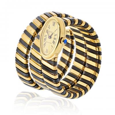  Bvlgari Bulgari Serpenti 18K YG Blackened Steel Circa 1965 Jaeger LeCoultre Manual Watch