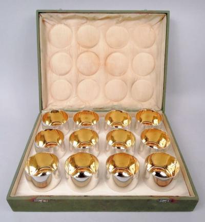  Bvlgari Bulgari Set of 12 Bulgari Sterling Silver Jefferson Cups in Case