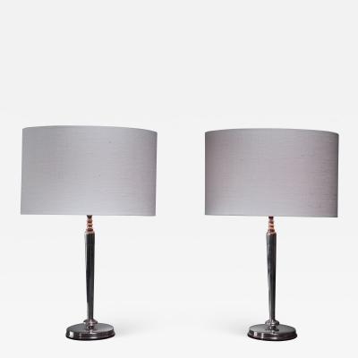  C G Hallberg C G Hallberg pair of silver table lamps Sweden