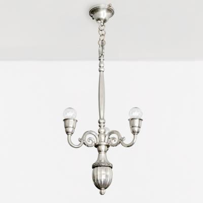  C G Hallberg ELIS BERGH 3 ARM SILVER PLATED CHANDELIER FOR C G HALLBERG SWEDEN